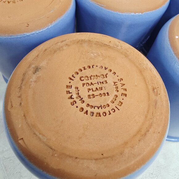 Set of 8 Fermière Cermer Yogurt Pots Crocks Jars French Blue - Picture 6 of 11